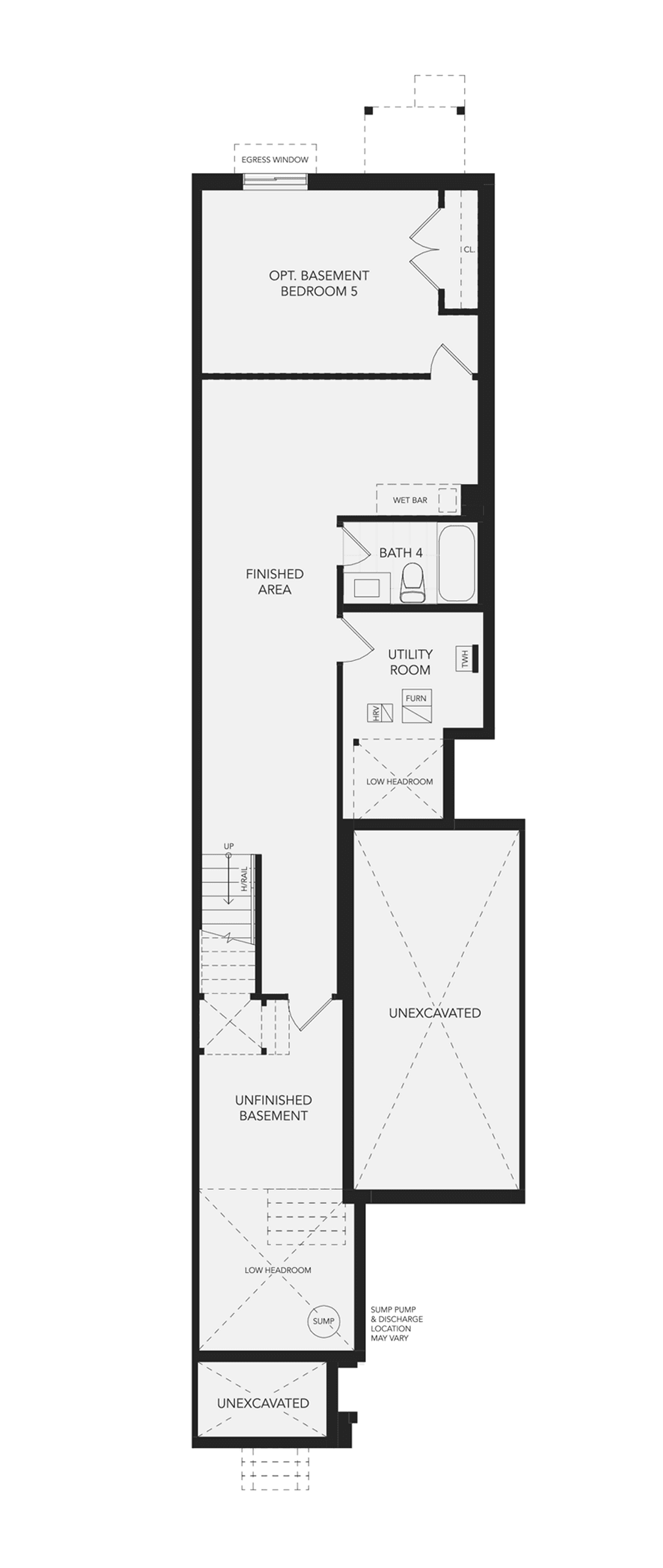 OPTIONAL - Finished Basement w/Optional 5th Bedroom Architectural blackline