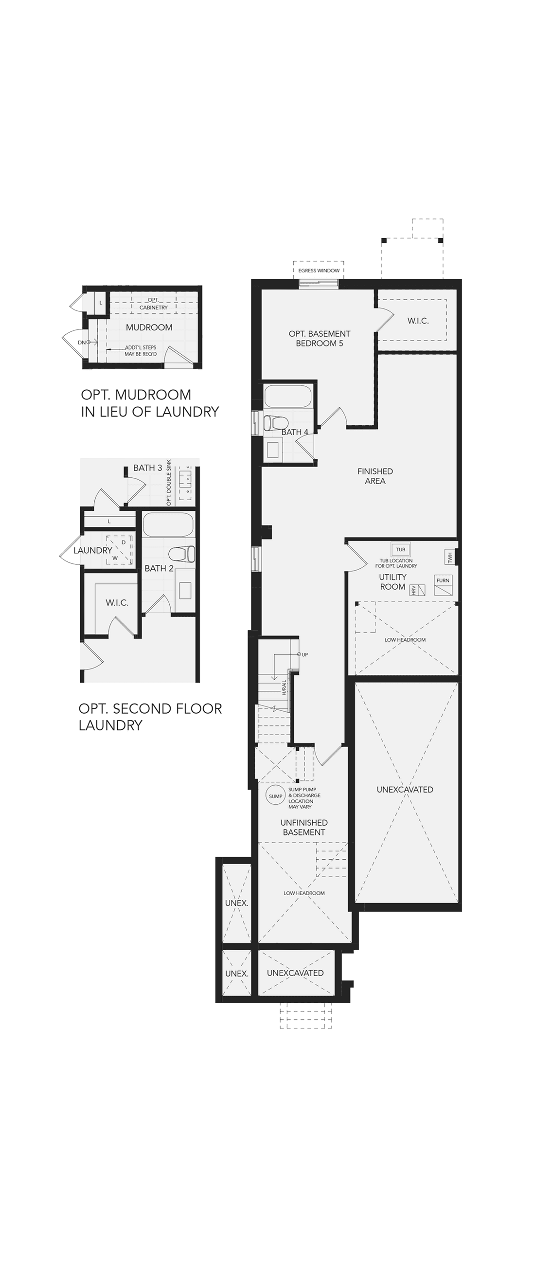 OPTIONAL - Finished Basement w/Optional 4th Bedroom Architectural blackline