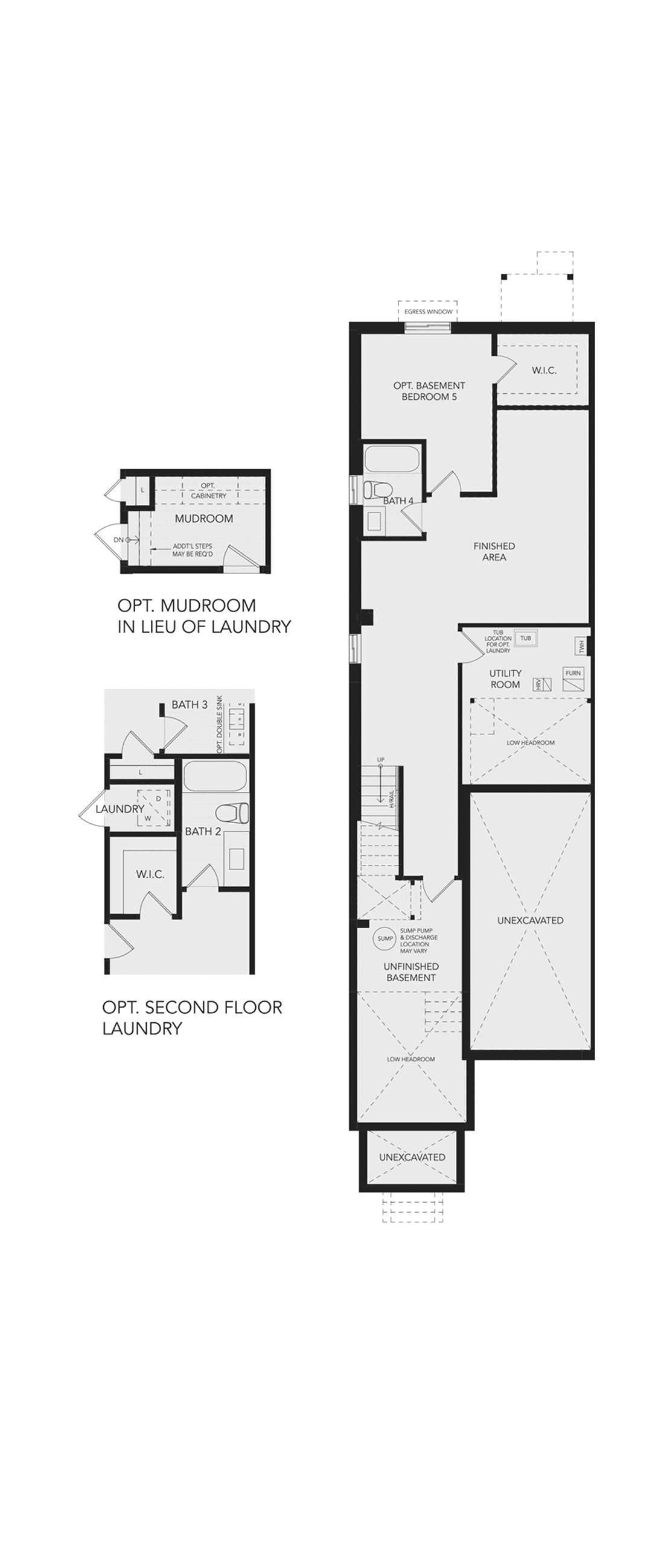 OPTIONAL - Finished Basement w/Optional 5th Bedroom Architectural blackline